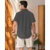 imageMens Linen Shirts Short Sleeve Button Down Shirt Casual Cuban Guayabera Lightweight Summer Beach Solid TopsCharcoal
