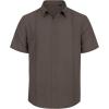 imageMens Linen Shirts Short Sleeve Button Down Shirt Casual Cuban Guayabera Lightweight Summer Beach Solid TopsCoffee