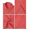 imageMens Linen Shirts Short Sleeve Button Down Shirt Casual Cuban Guayabera Lightweight Summer Beach Solid TopsCoral