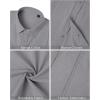 imageMens Linen Shirts Short Sleeve Button Down Shirt Casual Cuban Guayabera Lightweight Summer Beach Solid TopsDark Grey