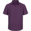 imageMens Linen Shirts Short Sleeve Button Down Shirt Casual Cuban Guayabera Lightweight Summer Beach Solid TopsDark Purple