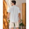 imageMens Linen Shirts Short Sleeve Button Down Shirt Casual Cuban Guayabera Lightweight Summer Beach Solid TopsGrey