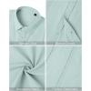imageMens Linen Shirts Short Sleeve Button Down Shirt Casual Cuban Guayabera Lightweight Summer Beach Solid TopsGrey Green