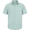 imageMens Linen Shirts Short Sleeve Button Down Shirt Casual Cuban Guayabera Lightweight Summer Beach Solid TopsGrey Green