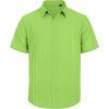 imageMens Linen Shirts Short Sleeve Button Down Shirt Casual Cuban Guayabera Lightweight Summer Beach Solid TopsLawn Green