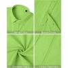 imageMens Linen Shirts Short Sleeve Button Down Shirt Casual Cuban Guayabera Lightweight Summer Beach Solid TopsLawn Green