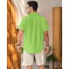 imageMens Linen Shirts Short Sleeve Button Down Shirt Casual Cuban Guayabera Lightweight Summer Beach Solid TopsLawn Green