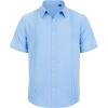 imageMens Linen Shirts Short Sleeve Button Down Shirt Casual Cuban Guayabera Lightweight Summer Beach Solid TopsLight Blue