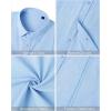 imageMens Linen Shirts Short Sleeve Button Down Shirt Casual Cuban Guayabera Lightweight Summer Beach Solid TopsLight Blue