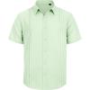 imageMens Linen Shirts Short Sleeve Button Down Shirt Casual Cuban Guayabera Lightweight Summer Beach Solid TopsLight Green