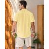 imageMens Linen Shirts Short Sleeve Button Down Shirt Casual Cuban Guayabera Lightweight Summer Beach Solid TopsLight Yellow