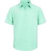 imageMens Linen Shirts Short Sleeve Button Down Shirt Casual Cuban Guayabera Lightweight Summer Beach Solid TopsMint Green