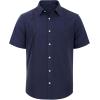 imageMens Linen Shirts Short Sleeve Button Down Shirt Casual Cuban Guayabera Lightweight Summer Beach Solid TopsNavy Blue