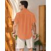imageMens Linen Shirts Short Sleeve Button Down Shirt Casual Cuban Guayabera Lightweight Summer Beach Solid TopsOrange