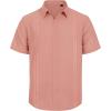 imageMens Linen Shirts Short Sleeve Button Down Shirt Casual Cuban Guayabera Lightweight Summer Beach Solid TopsPeach