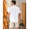 imageMens Linen Shirts Short Sleeve Button Down Shirt Casual Cuban Guayabera Lightweight Summer Beach Solid TopsWhite
