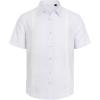 imageMens Linen Shirts Short Sleeve Button Down Shirt Casual Cuban Guayabera Lightweight Summer Beach Solid TopsWhite