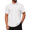 imageJVER Mens Short Sleeve Button Down Shirt Stretch Business Casual Dress Shirts Solid Summer Wedding Prom TopsWhite