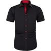 imageJVER Mens Short Sleeve Dress Shirts with Pocket Casual Button Down Shirt WrinkleFree Stretch Business ShirtsBlack Red