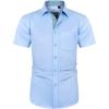 imageJVER Mens Short Sleeve Dress Shirts with Pocket Casual Button Down Shirt WrinkleFree Stretch Business ShirtsBlue