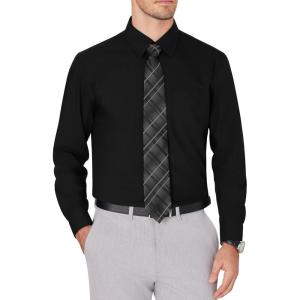 imageJVER Mens Dress Shirts Wrinkle Free Long Sleeve Formal Shirt Solid Business Casual Button Down Shirts for Wedding PromBlack