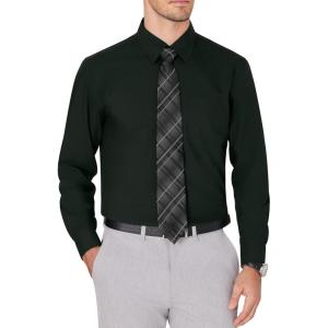 imageJVER Mens Dress Shirts Wrinkle Free Long Sleeve Formal Shirt Solid Business Casual Button Down Shirts for Wedding PromDark Green
