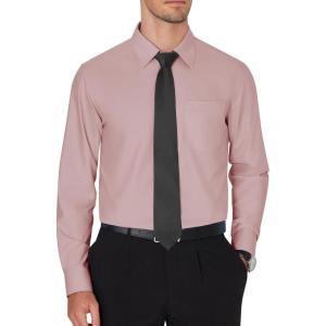 imageJVER Mens Dress Shirts Wrinkle Free Long Sleeve Formal Shirt Solid Business Casual Button Down Shirts for Wedding PromDusty Pink