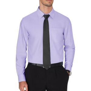 imageJVER Mens Dress Shirts Wrinkle Free Long Sleeve Formal Shirt Solid Business Casual Button Down Shirts for Wedding PromLilac Purple