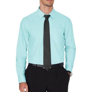 imageJVER Mens Dress Shirts Wrinkle Free Long Sleeve Formal Shirt Solid Business Casual Button Down Shirts for Wedding PromMint Blue