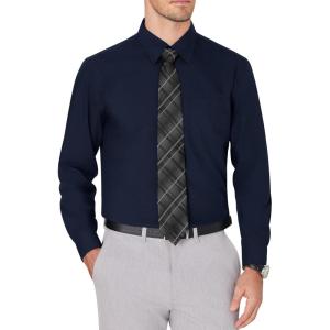 imageJVER Mens Dress Shirts Wrinkle Free Long Sleeve Formal Shirt Solid Business Casual Button Down Shirts for Wedding PromNavy Blue