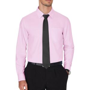 imageJVER Mens Dress Shirts Wrinkle Free Long Sleeve Formal Shirt Solid Business Casual Button Down Shirts for Wedding PromPink