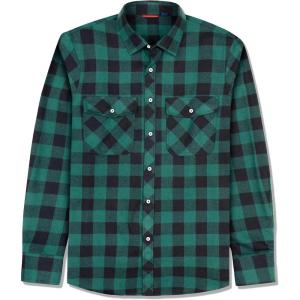 imageJVER Mens Flannel Plaid Shirts Long Sleeve Regular Fit Casual Button Down Checkered Buffalo Plaid Shirt for Fall WinterGreen Black