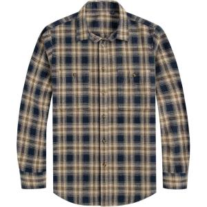 imageJVER Mens Flannel Plaid Shirts Long Sleeve Regular Fit Casual Button Down Checkered Buffalo Plaid Shirt for Fall WinterNavy Yellow