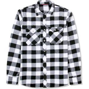 imageJVER Mens Flannel Plaid Shirts Long Sleeve Regular Fit Casual Button Down Checkered Buffalo Plaid Shirt for Fall WinterWhite Black