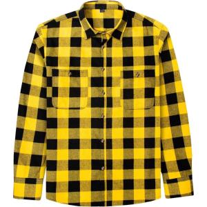 imageJVER Mens Flannel Plaid Shirts Long Sleeve Regular Fit Casual Button Down Checkered Buffalo Plaid Shirt for Fall WinterYellow Black