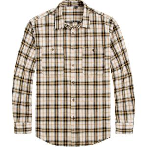 imageJVER Mens Flannel Plaid Shirts Long Sleeve Regular Fit Casual Button Down Checkered Buffalo Plaid Shirt for Fall WinterYellow White