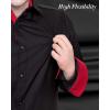 imageJVER Mens Casual Long Sleeve Stretch Dress Shirt WrinkleFree Regular Fit Button Down ShirtsBlack Red
