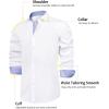 imageJVER Mens Casual Long Sleeve Stretch Dress Shirt WrinkleFree Regular Fit Button Down ShirtsWhite Blue