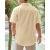 imageJVER Mens Cotton Linen Short Sleeve Shirts Casual Lightweight Button Down Shirts Vacation Beach Summer Tops with PocketKhaki