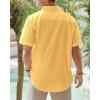 imageJVER Mens Cotton Linen Short Sleeve Shirts Casual Lightweight Button Down Shirts Vacation Beach Summer Tops with PocketLemon Yellow