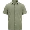 imageJVER Mens Cotton Linen Short Sleeve Shirts Casual Lightweight Button Down Shirts Vacation Beach Summer Tops with PocketOlive Green