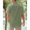 imageJVER Mens Cotton Linen Short Sleeve Shirts Casual Lightweight Button Down Shirts Vacation Beach Summer Tops with PocketOlive Green