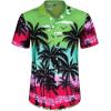imageJVER Mens Hawaiian Shirts Casual Button Down Short Sleeve Shirts Set Printed Shorts Beach Tropical Hawaii SuitsCoconut Treegrass Green