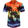 imageJVER Mens Hawaiian Shirts Casual Button Down Short Sleeve Shirts Set Printed Shorts Beach Tropical Hawaii SuitsCoconut Treeorange