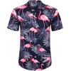 imageJVER Mens Hawaiian Shirts Casual Button Down Short Sleeve Shirts Set Printed Shorts Beach Tropical Hawaii SuitsNavy Blueflamingo