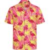 imageJVER Mens Hawaiian Shirts Casual Button Down Short Sleeve Shirts Set Printed Shorts Beach Tropical Hawaii SuitsNewhot Pinkflamingo