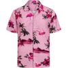 imageJVER Mens Hawaiian Shirts Casual Button Down Short Sleeve Shirts Set Printed Shorts Beach Tropical Hawaii SuitsNewrose Pinkflamingo