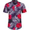 imageJVER Mens Hawaiian Shirts Casual Button Down Short Sleeve Shirts Set Printed Shorts Beach Tropical Hawaii SuitsRed Flowernavy Blue