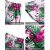 imageJVER Mens Hawaiian Shirts Casual Button Down Short Sleeve Shirts Set Printed Shorts Beach Tropical Hawaii SuitsWhiteflowerflamingo