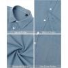 imageJVER Mens Linen Shirts Casual Button Down Long Sleeve Shirt Solid Spread Collar Summer Beach Shirts with PocketAiry Blue
